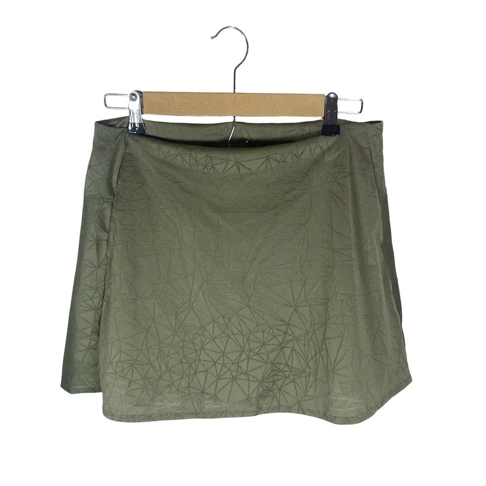Nike Golf Dri-FIT Skort Olive Green Geometric Print Athletic Skirt Womens‎ Large